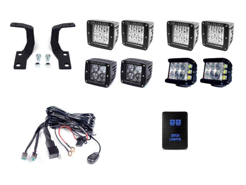 Cali Raised LED Ditch Light Combos 2010-2022 TOYOTA 4RUNNER LOW PROFILE LED DITCH LIGHT BRACKETS KIT