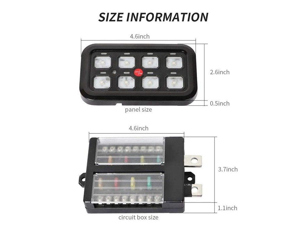 Cali Raised LED Switches Universal Vehicle Accessory 8 Switch Control System (Blue Backlighting)
